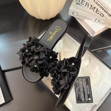 FLAT MULE 15 MM IN BLACK VELVET