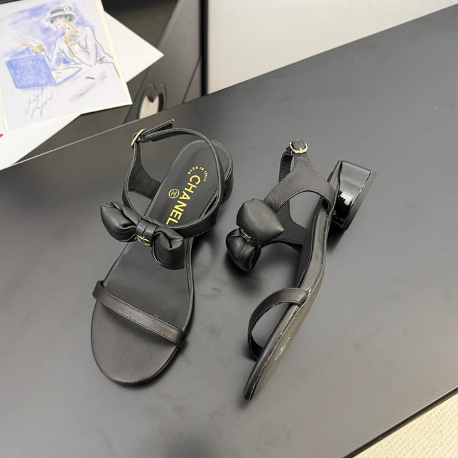 FLAT SANDALS 5 MM IN BLACK CALFSKIN