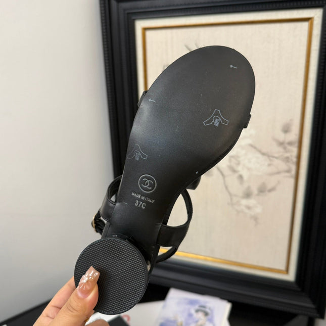 FLAT SANDALS 5 MM IN BLACK CALFSKIN