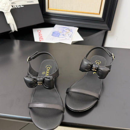 FLAT SANDALS 5 MM IN BLACK CALFSKIN