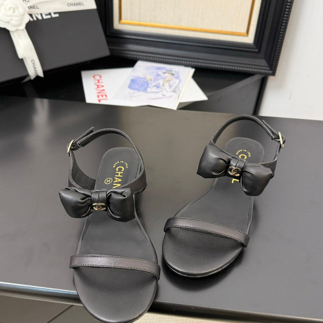 FLAT SANDALS 5 MM IN BLACK CALFSKIN