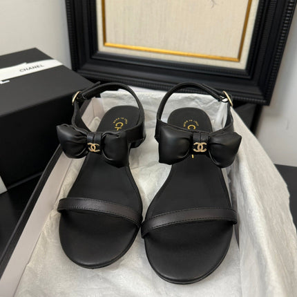 FLAT SANDALS 5 MM IN BLACK CALFSKIN
