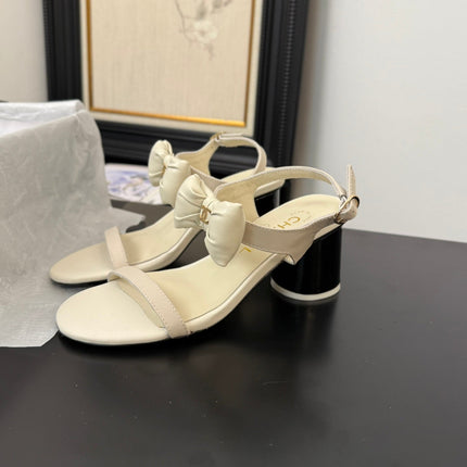 MID HEEL 45 MM SANDALS IN WHITE CREAM CALFSKIN