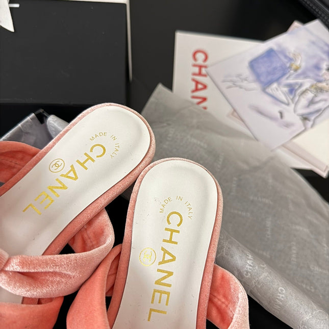 CC 25C Three Strap Mule Pink Velvet fabric 233561