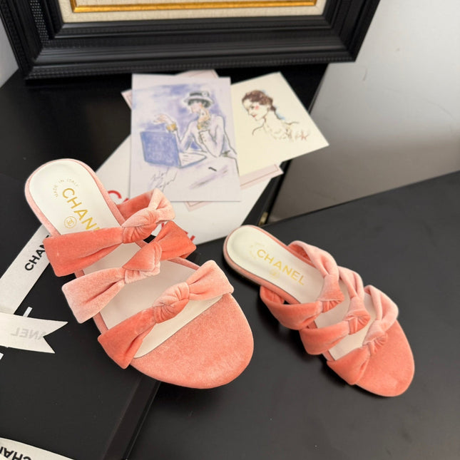 CC 25C Three Strap Mule Pink Velvet fabric 233561