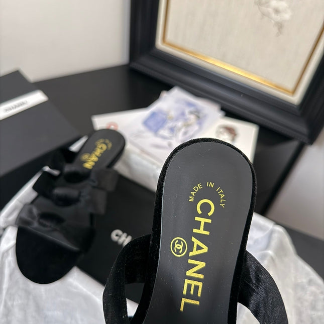 CC 25C Three Strap Mule Black Velvet fabric 233559