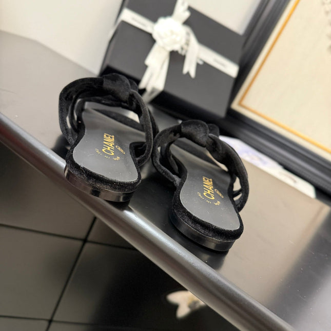 CC 25C Three Strap Mule Black Velvet fabric 233559