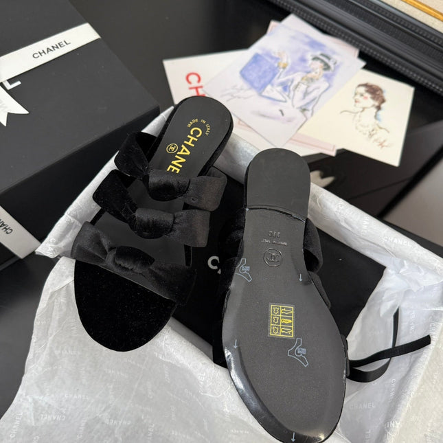 CC 25C Three Strap Mule Black Velvet fabric 233559