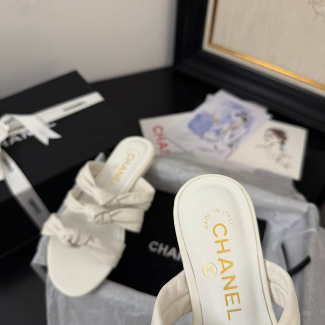 CC 25C Three Strap Mule White Lambskin 233558