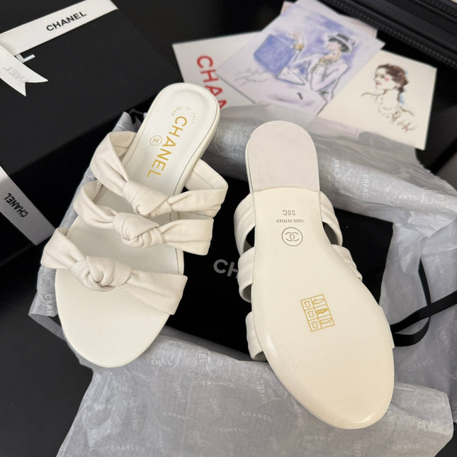 CC 25C Three Strap Mule White Lambskin 233558