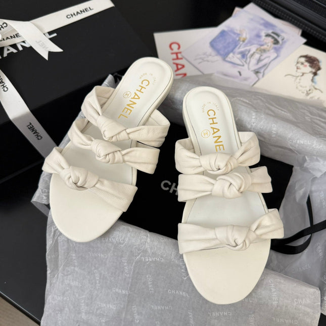 CC 25C Three Strap Mule White Lambskin 233558