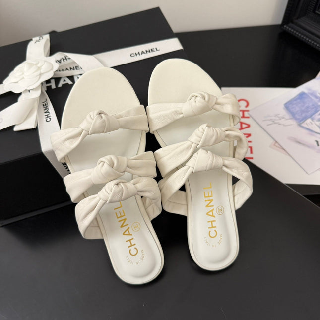 CC 25C Three Strap Mule White Lambskin 233558