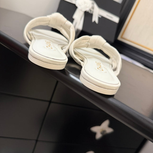 CC 25C Three Strap Mule White Lambskin 233558