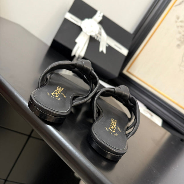 CC 25C Three Strap Mule Black Lambskin 233557