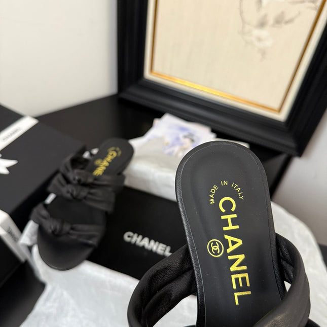 CC 25C Three Strap Mule Black Lambskin 233557