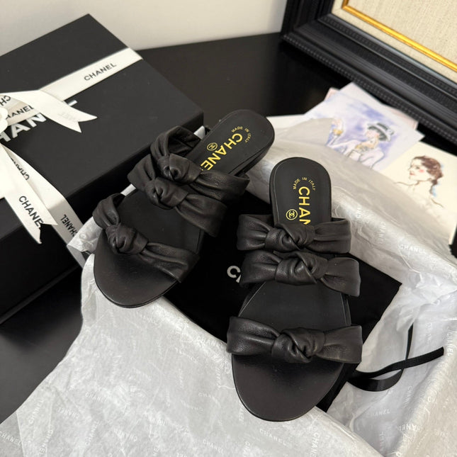 CC 25C Three Strap Mule Black Lambskin 233557