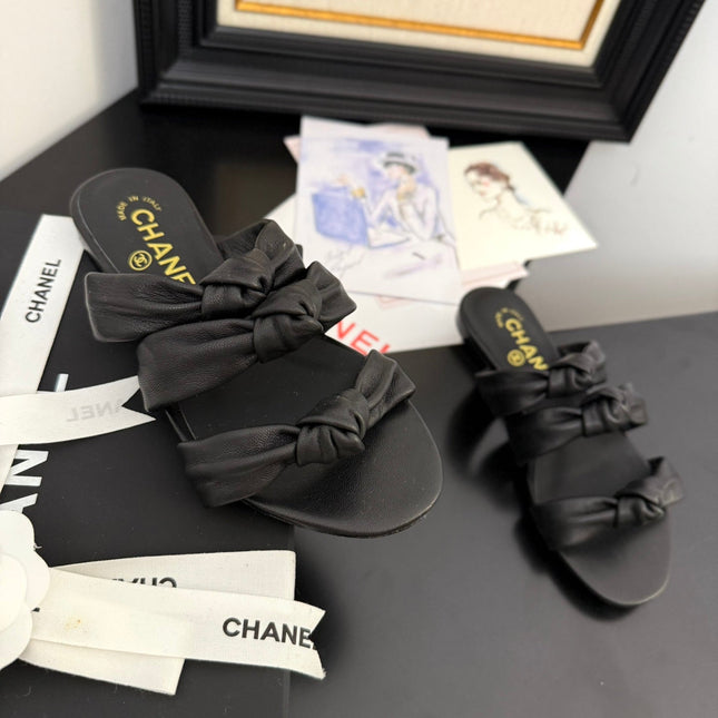 CC 25C Three Strap Mule Black Lambskin 233557