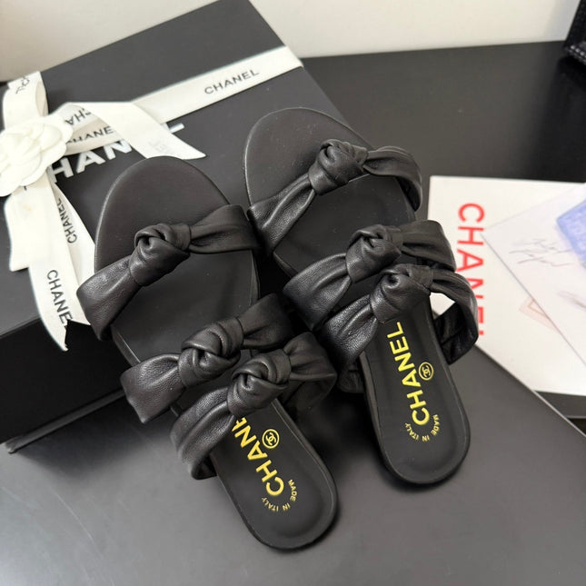 CC 25C Three Strap Mule Black Lambskin 233557