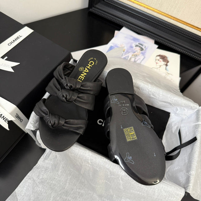 CC 25C Three Strap Mule Black Lambskin 233557