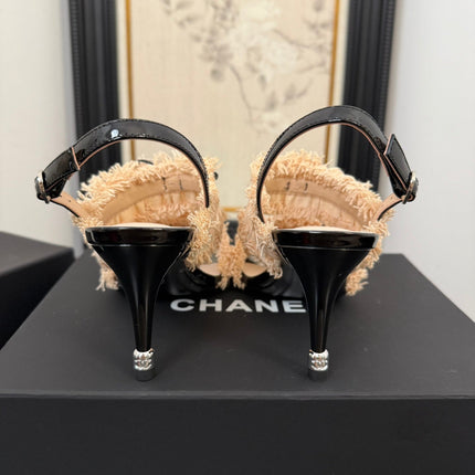 PEACH PINK GROSGRAIN CANVAS BOW SLINGBACK SANDALS