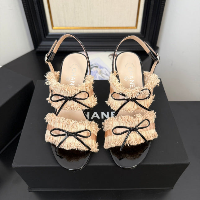PEACH PINK GROSGRAIN CANVAS BOW SLINGBACK SANDALS