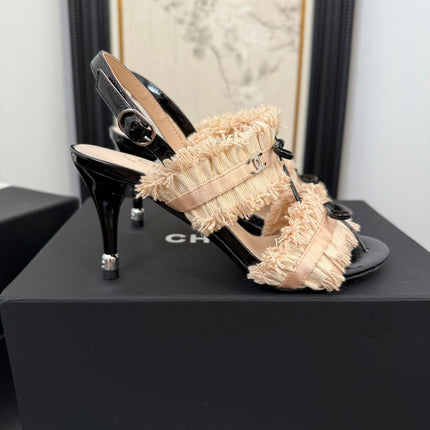 PEACH PINK GROSGRAIN CANVAS BOW SLINGBACK SANDALS