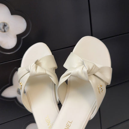 LACE MULE 2 CM IN WHITE CREAM LAMBSKIN