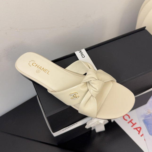 LACE MULE 2 CM IN WHITE CREAM LAMBSKIN