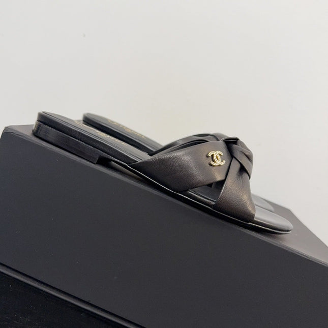 LACE MULE 2 CM IN BLACK LAMBSKIN