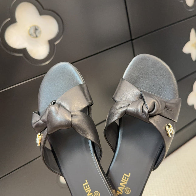 LACE MULE 2 CM IN BLACK LAMBSKIN