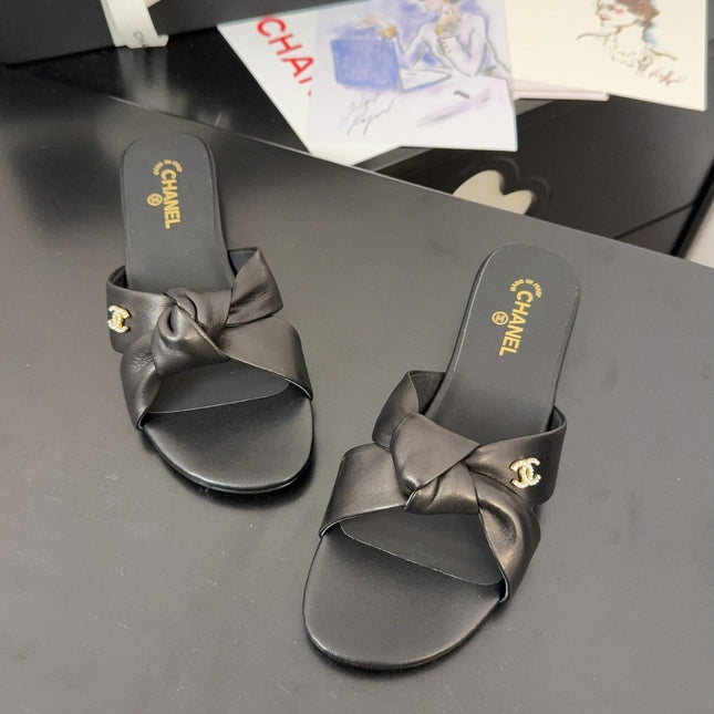 LACE MULE 2 CM IN BLACK LAMBSKIN