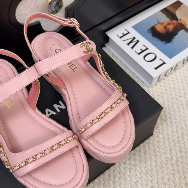 THICK-SOLED SANDALS 55 MM IN LIGHT PINK CALFSKIN