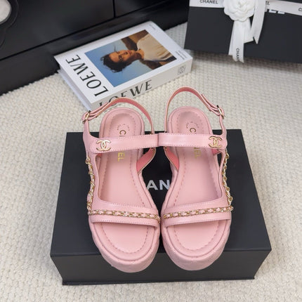 THICK-SOLED SANDALS 55 MM IN LIGHT PINK CALFSKIN