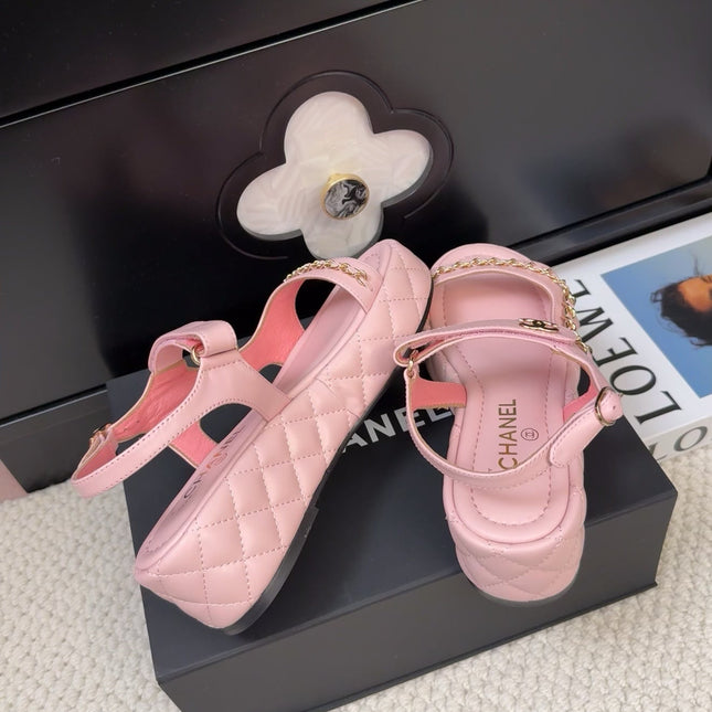 THICK-SOLED SANDALS 55 MM IN LIGHT PINK CALFSKIN