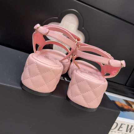 THICK-SOLED SANDALS 55 MM IN LIGHT PINK CALFSKIN