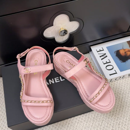 THICK-SOLED SANDALS 55 MM IN LIGHT PINK CALFSKIN