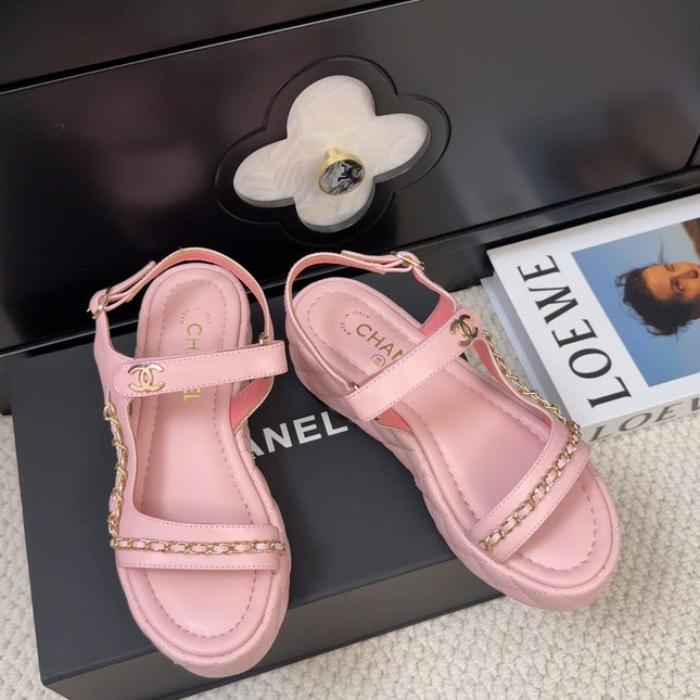 THICK-SOLED SANDALS 55 MM IN LIGHT PINK CALFSKIN