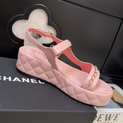 THICK-SOLED SANDALS 55 MM IN LIGHT PINK CALFSKIN