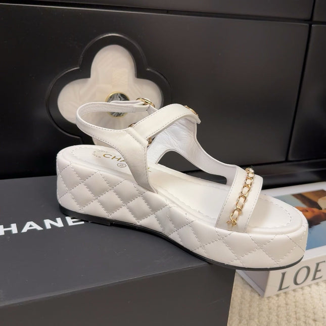 THICK-SOLED SANDALS 55 MM IN WHITE CALFSKIN