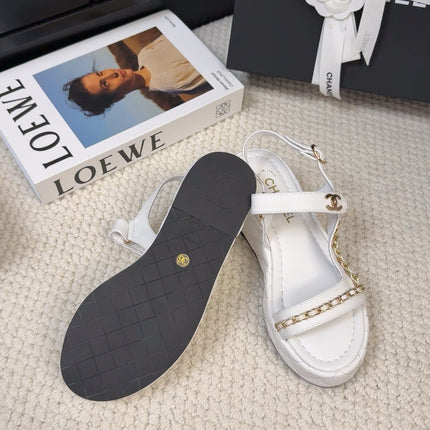 THICK-SOLED SANDALS 55 MM IN WHITE CALFSKIN