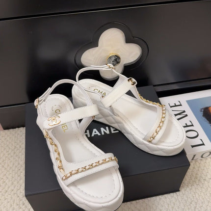 THICK-SOLED SANDALS 55 MM IN WHITE CALFSKIN