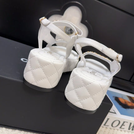 THICK-SOLED SANDALS 55 MM IN WHITE CALFSKIN