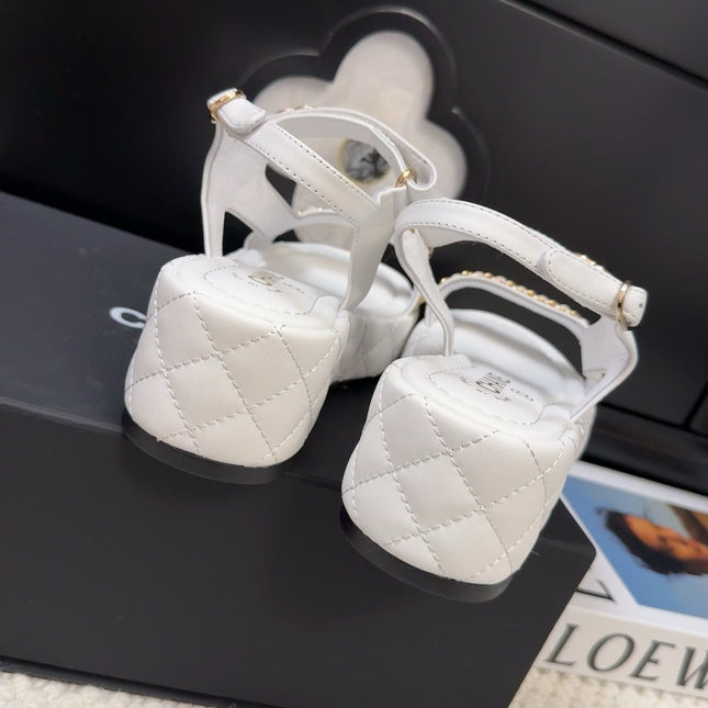 THICK-SOLED SANDALS 55 MM IN WHITE CALFSKIN