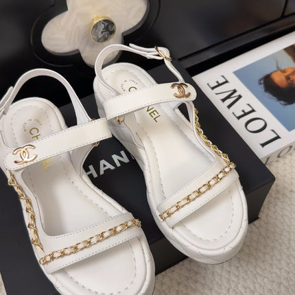 THICK-SOLED SANDALS 55 MM IN WHITE CALFSKIN