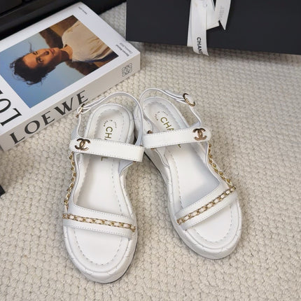 THICK-SOLED SANDALS 55 MM IN WHITE CALFSKIN