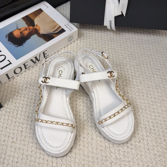 THICK-SOLED SANDALS 55 MM IN WHITE CALFSKIN