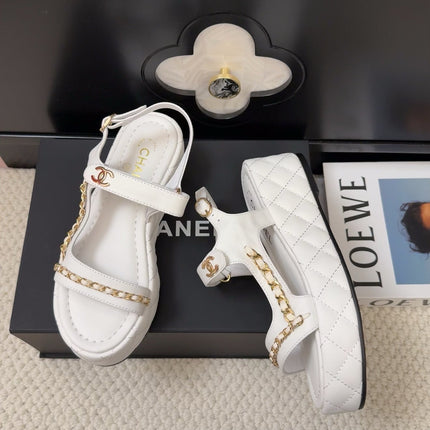 THICK-SOLED SANDALS 55 MM IN WHITE CALFSKIN