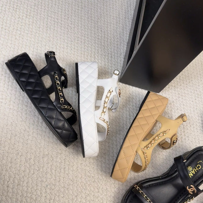 THICK-SOLED SANDALS 55 MM IN SAND YELLOW CALFSKIN