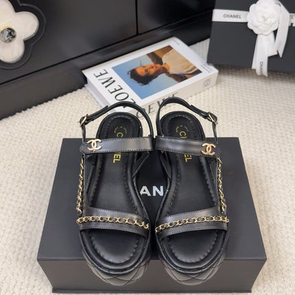 THICK-SOLED SANDALS 55 MM IN BLACK CALFSKIN