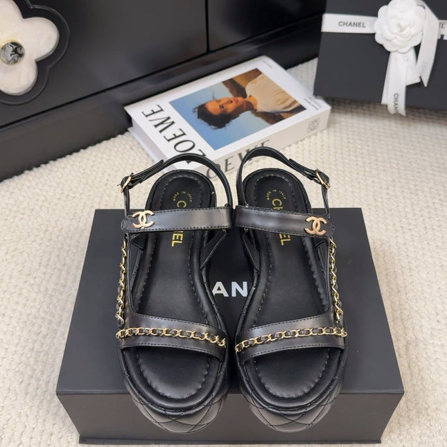 THICK-SOLED SANDALS 55 MM IN BLACK CALFSKIN